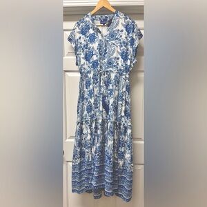 Ro's Garden Floral Blue and White Women's Dress